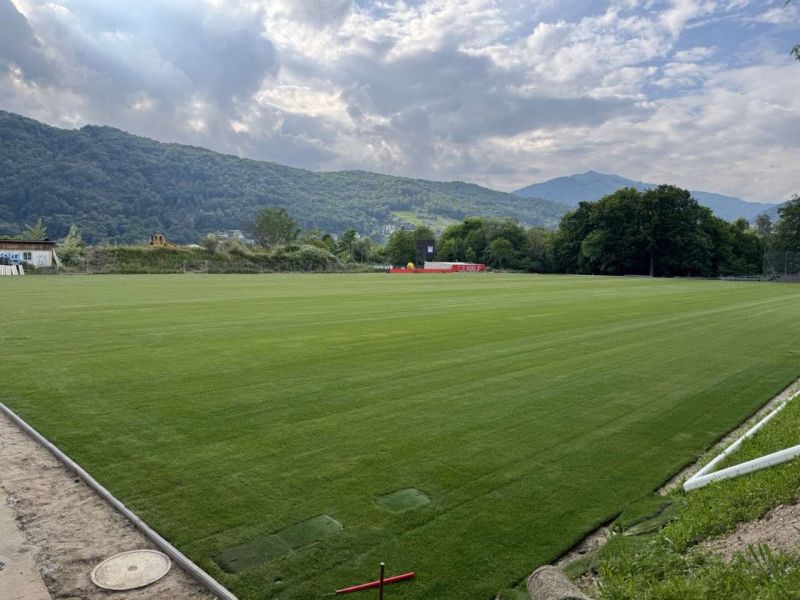 Installazione di tappeto erboso ibrido a Cadro per il Lugano Calcio